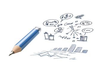 Detailed pencil drawing of a modern cityscape, urban sketch art