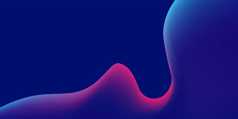 Modern blue and purple liquid wavy shapes futuristic banner. Glowing retro waves vector background abstract