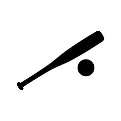 Baseball bat and ball silhouette vector flat illustration design.