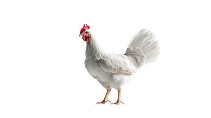 Fototapeta premium Magnificent white chicken with striking red comb, a closeup portrait closeup