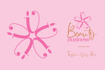 Beauty Letter V Flower Alphabet Logo