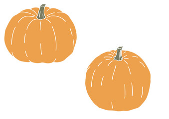 オレンジかぼちゃ2種　版画