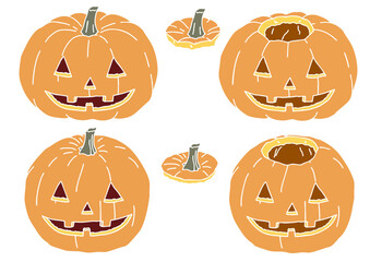 ハロウィンかぼちゃ4種　版画