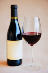 Red Wine Bottle and Glass Still Life Photography
