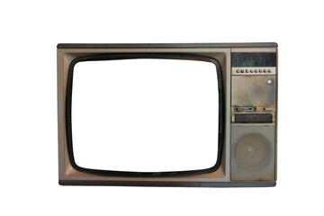 old-fashioned vintage television isolated on white background. This has clipping path.