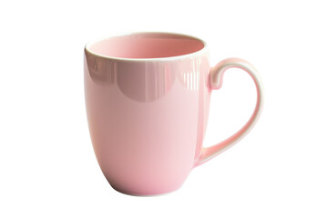 Soft pink ceramic mug resting on a light background, perfect for cozy tea or coffee moments isolated on transparent background