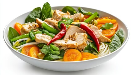 Chicken noodle salad with vegetables