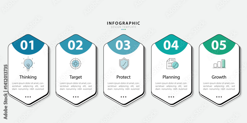 Poster timeline creator infographic template. 5 step timeline journey, calendar flat simple infographics de