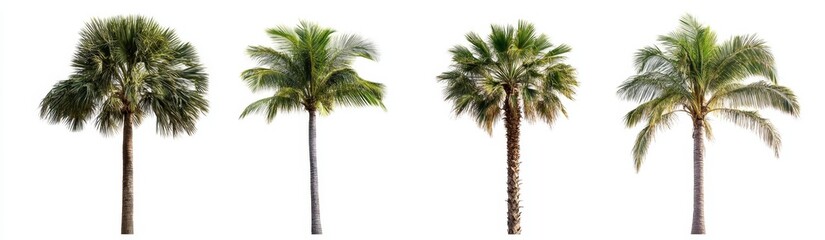 Four Palm Trees Against White Background