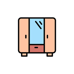 Cupboard colored icons, minimalist vector illustration ,simple transparent graphic element .Isolated on white background