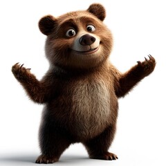 Obraz premium Clean and clear 3D bear cartoon, studio photo style, white background