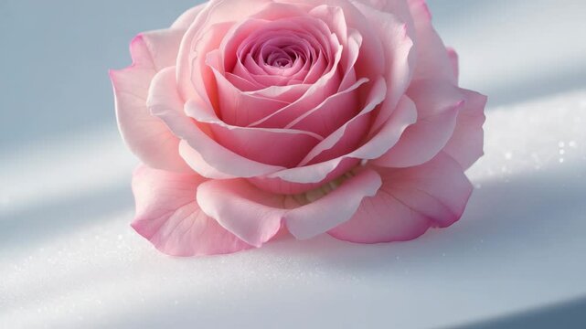 Stunning pink rose set against a white backdrop.