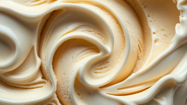 Caramel ice cream design with square background. Detailed homemade gelato flavor.