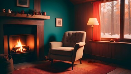 Soft gray armchair against a dark wall
