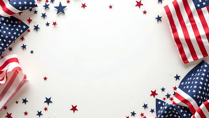 Elegant Memorial Day Flags Decoration: A Refined Visual Balance in Photo Stock Concept with Innovative Layout and Sophisticated Artistry for Formal Tribute