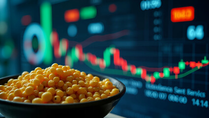 Dynamic Corn Futures Trading Floors: Visual Compositions Showcasing Price Movements, Advanced Analytics, and Market Resilience in Grain Futures