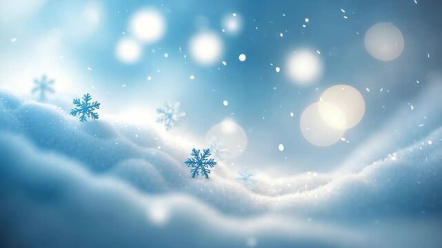 Light blue abstract background with white snowflakes
