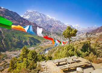 Himalayas, Nepal - The famous hiking on the roof of the world called Annapurna Circuit in the...