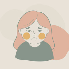 Obraz premium a girl with a frowning with red cheeks