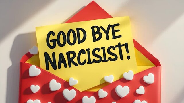 Yellow note in a charming envelope containing a message about the empath's decision to leave, flee, or ignore the assaults of an abusive relationship.