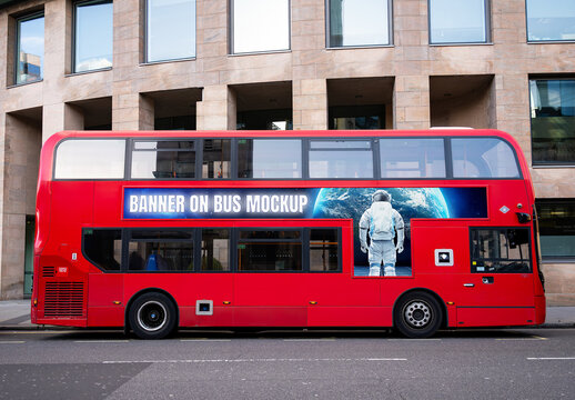 Banner on London Bus Mockup