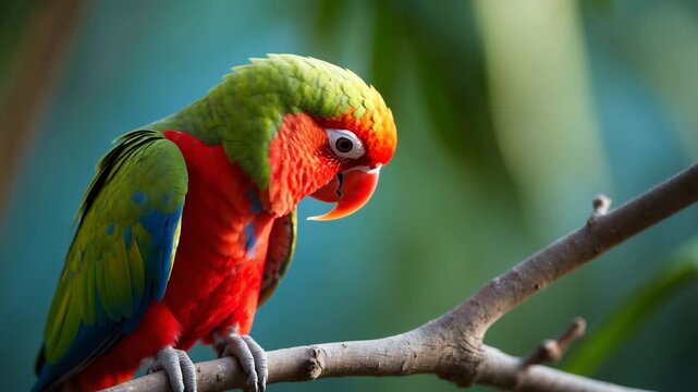 Lory chattering while sitting on a branch.