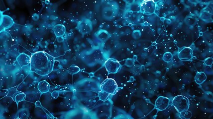 This vibrant blue science background features abstract patterns and molecular structures, perfect for portraying technology, research, or innovation in various digital projects.
