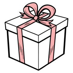Gift box with ribbon vector illustration