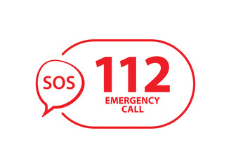 112 emergency icon on white background	