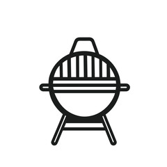 Barbecue grill design, outdoor cooking illustration, minimalist line art on a white background
