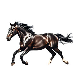 Fototapeta premium Horse galloping mid-motion, dynamic pose, muscle detail, isolated on white background