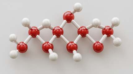 Obraz premium Molecule: Drospirenone. Contraceptive. Molecular structure. Formula: C24H30O3. Chemical model: Ball and stick. White background