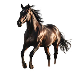 Fototapeta premium Horse galloping mid-motion, dynamic pose, muscle detail, isolated on white background