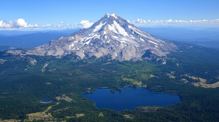 Fototapeta premium Majestic Mount Jefferson and its serene lake