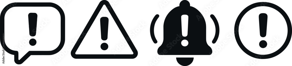 Poster alert icons set for notifications and warnings in user interfaces