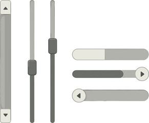 Minimalist user interface scrollbar design elements for digital applications and websites