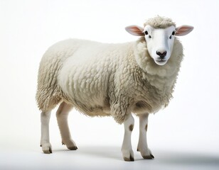 Fototapeta premium Fluffy White Sheep Isolated