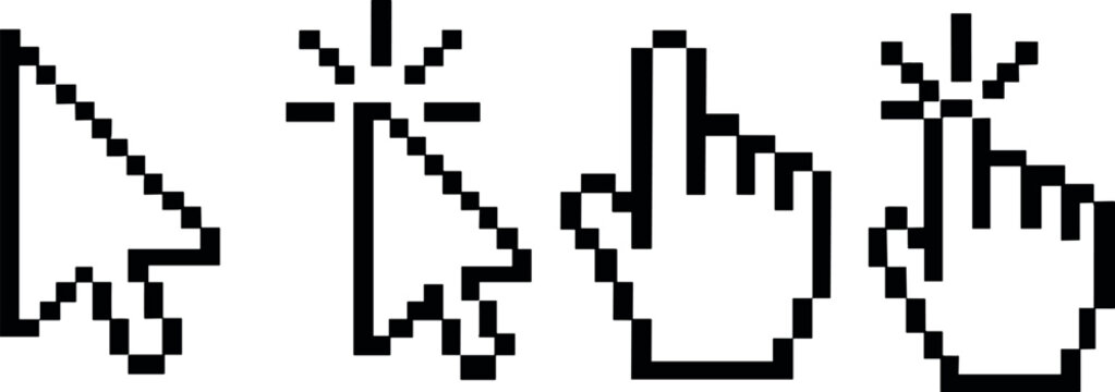 Digital interface theme: pixel cursor icons for web design and user interface