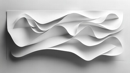 Abstract White Paper Sculpture with Flowing Waves and Curves