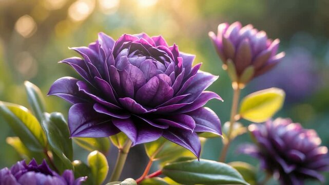 Summer garden leather flower cultivar in bloom