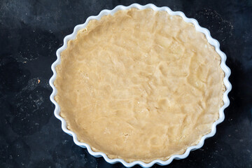 Stockholm, Sweden A plain quiche form in a platter with no filling.
