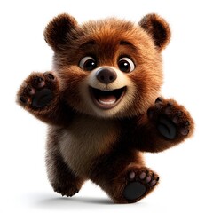Obraz premium Clean and clear 3D bear cartoon, studio photo style, white background