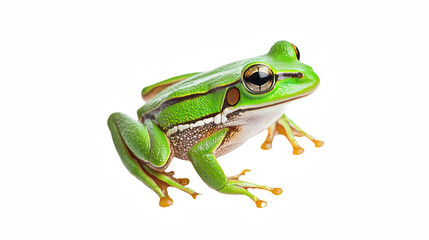 Obraz premium a small green frog on a transparent background, PNG image, PNG file, Generative art.