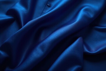 Obraz premium Luxurious navy blue silk pyjama with soft wrinkles detail, relaxed fit, luxury fabric