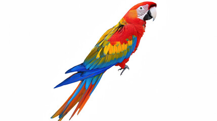 Obraz premium a colorful parrot perched branch on a transparent background, PNG image, PNG file, Generative art.