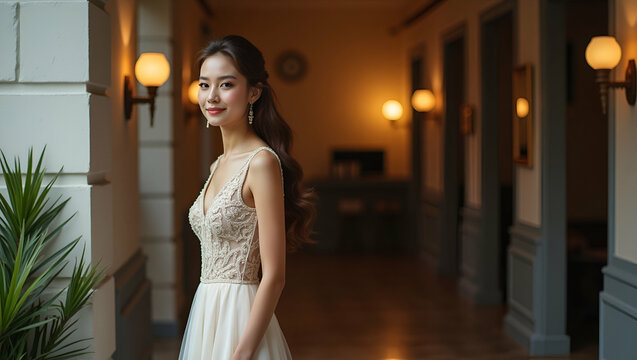 Develop engaging prom night dress code visuals that fuse modern fashion trends with timeless elegance and feature detailed outfit styling ideal for sophisticated school events in  Photo Stock  Concept