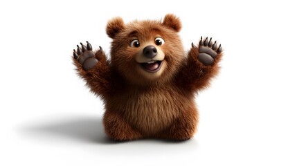 Fototapeta premium Clean and clear 3D bear cartoon, studio photo style, white background