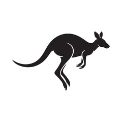 Kangaroo silhouette vector with wild and pet animals in black illustration design