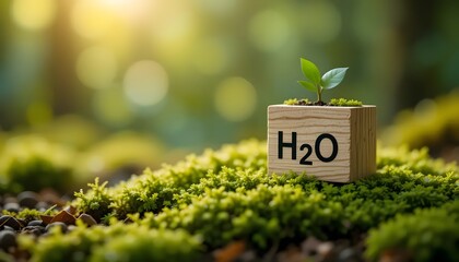 Text graphic stating H2O with   modern design emphasizing sustainability and environmental awareness