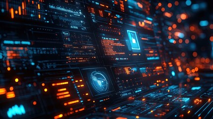 Futuristic Tech Interface with Data Visualization